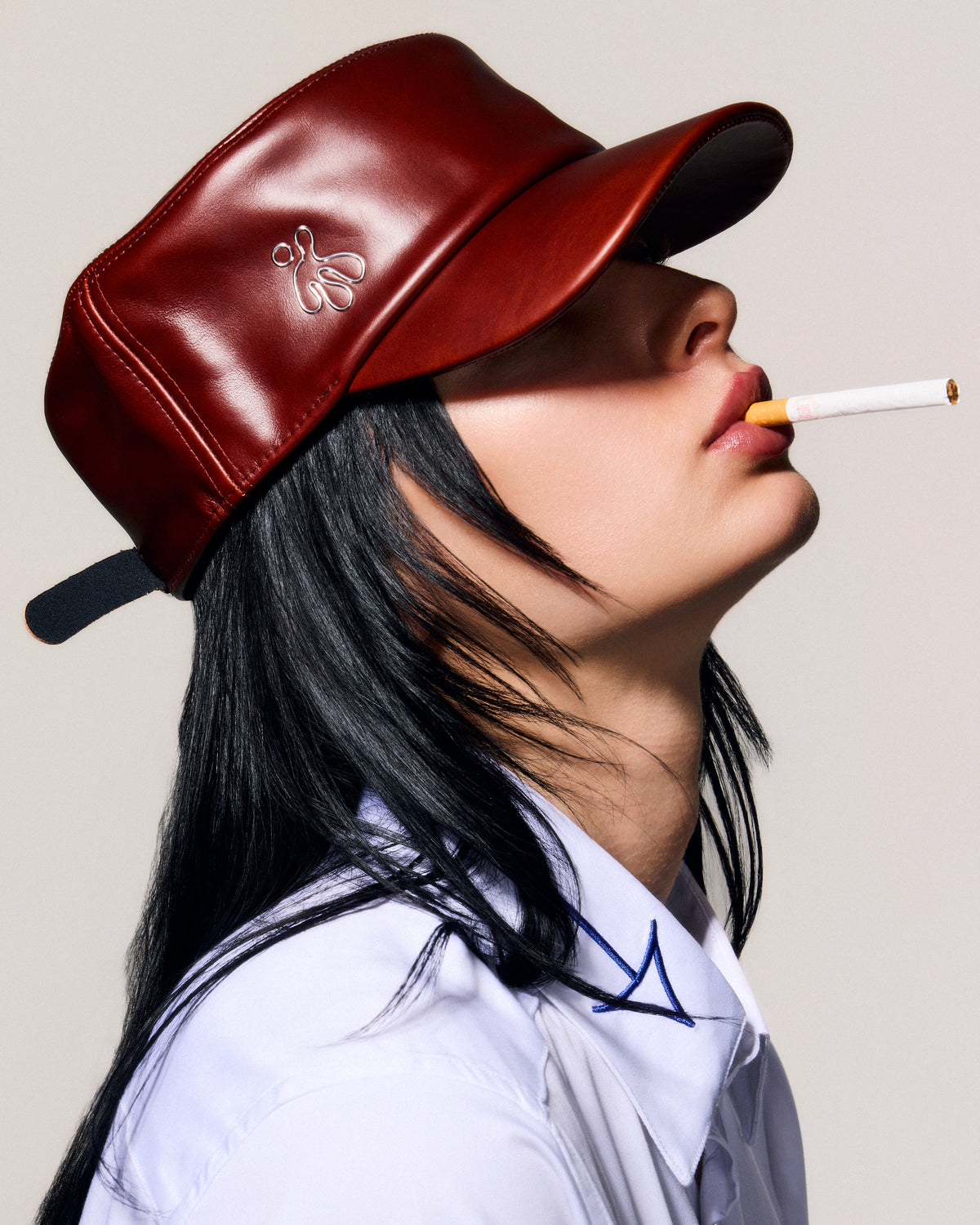 100% LEATHER HAT IN CHERRY RED