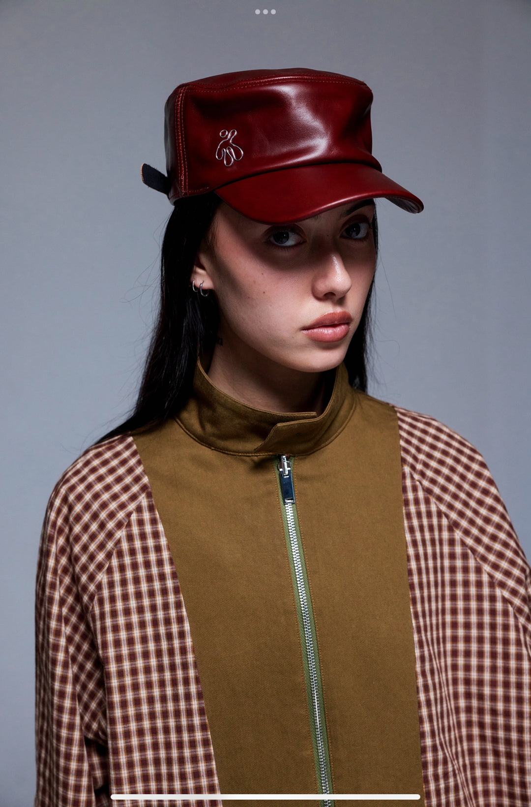 100% LEATHER HAT IN CHERRY RED