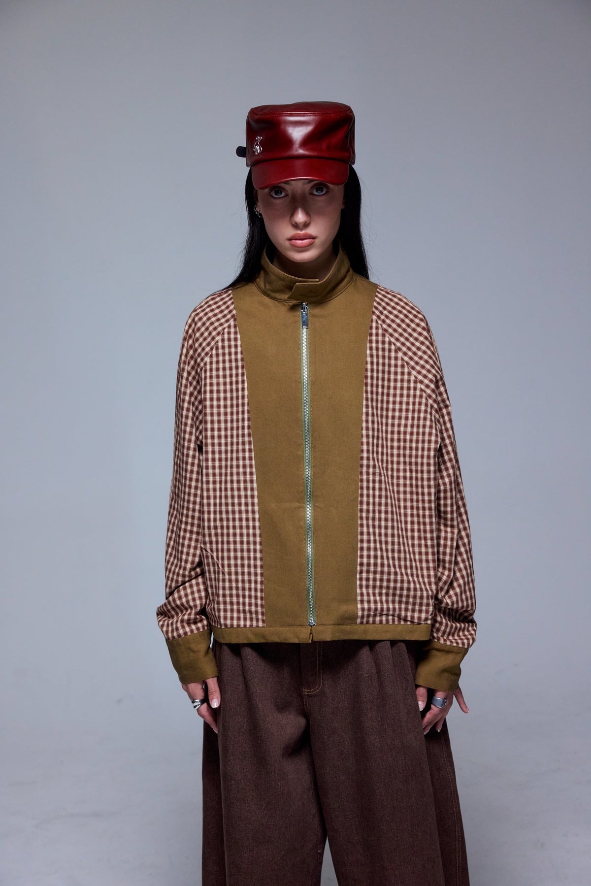 100% LEATHER HAT IN CHERRY RED